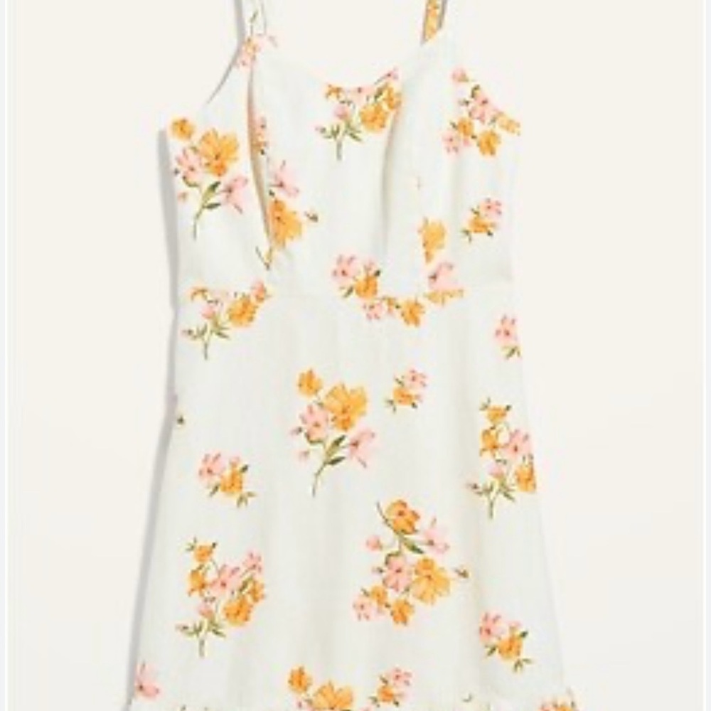 Old Navy Floral-Print Fit & Flare Ruffle-Hem Cami Dress Size L